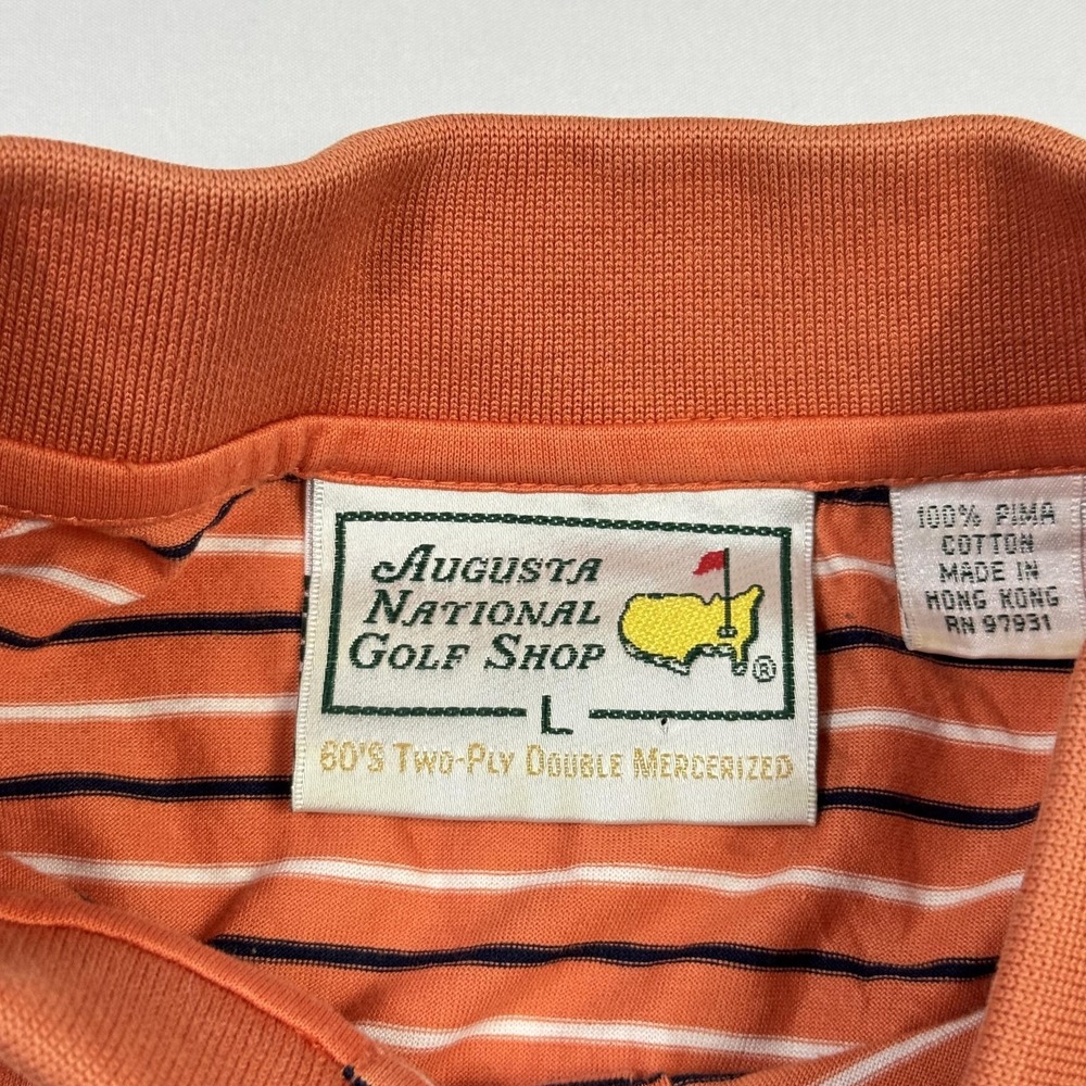 Masters Augusta National Golf Shop Polo Shirt Mens Large Orange Striped - Picture 7 of 11